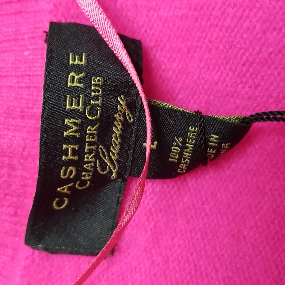 Charter Club Luxury Hot Pink 100% Cashmere Sweater Size Large NWT - Picture 2 of 6